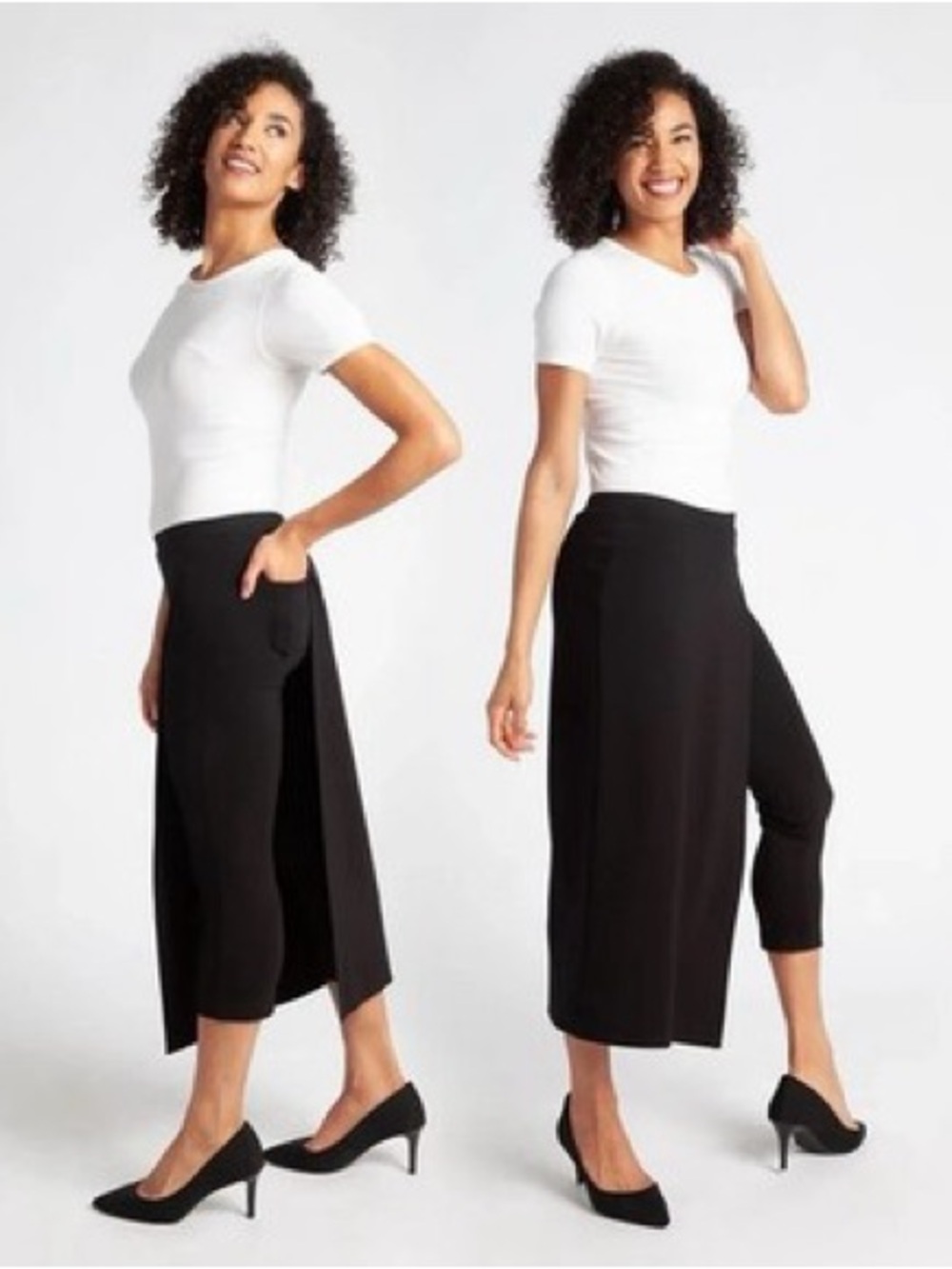 Betabrand Black Split-Skirt Capris “Sassy Pants”